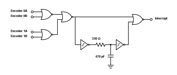 Rotary encoder debounce circuit
